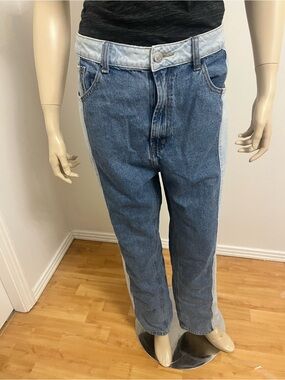 Forever 21 Two-Tone Blue Straight Jeans